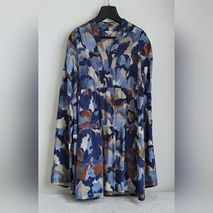 Reitmans Blue and Brown Patterned Dress